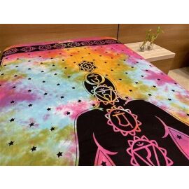 Decke bedruckt, Überwurf  Buddha-Chakra multicolor ca 140x210 cm