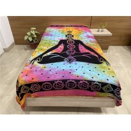 Decke bedruckt, Überwurf  Buddha-Chakra multicolor ca 140x210 cm