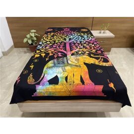 Decke bedruckt, Überwurf Elefant - Baum multicolor...